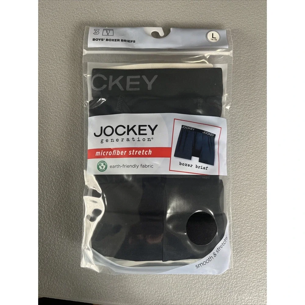 Jockey Generation Black Microfiber 3 Pack B Boyd‎ Boxer Briefs Size L 14-16.